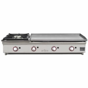 Plancha a gas 80 cm en acero 15 mm con baño cromo duro + fogón 6 Kw ARILEX 120PGCFN - Imagen 1