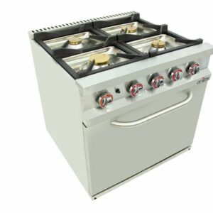 Cocina a gas 6 fuegos con piloto de 3x7,5 +3x5,5 kW con horno GN2/1 termostático de 7,5Kw 120CG70H EASY 700 - Imagen 1