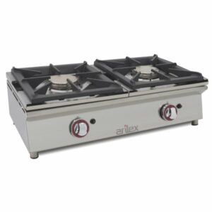 Cocina a gas sobremostrador ARILEX de 2 fuegos de 6 + 6 Kw 80CGN - Imagen 1