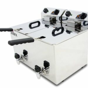 Freidora eléctrica EVOLUTION con grifo capacidad 10+10 litros con potencia 3,5+3,5 kw monofásica con contactor EVO1010G - Imagen 1