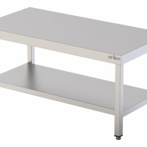 Mesa Central Baja acero inoxidable AISI 304 con estante 1500x600x600 mm - Imagen 1