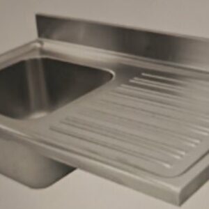 Cubeta con escurridor, 1200mm X
700mm X 300H, Cuba derecha 500mm X 500mm X 300H, Escurridor izquierda, Espesor 1 mm, Sin bastidor - Imagen 1