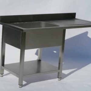 Fregadero con hueco de lavavajillas 1200mm X 600mm X 850H Cuba derecha 500mm X 400mm X 300H, Escurridor Izquierda, Espesor 1mm - Imagen 1
