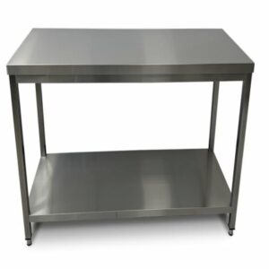 Mesa central con estante, con 2 omegas 1000 x 600 mm x 850H Espesor 1mm - Imagen 1